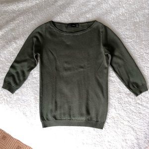 Zara Olive Green Knit Top Essential